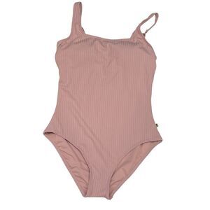 NWT La Vie En Rose Aqua One Piece Swimwuit Pink Rose Ribbed Sz. M